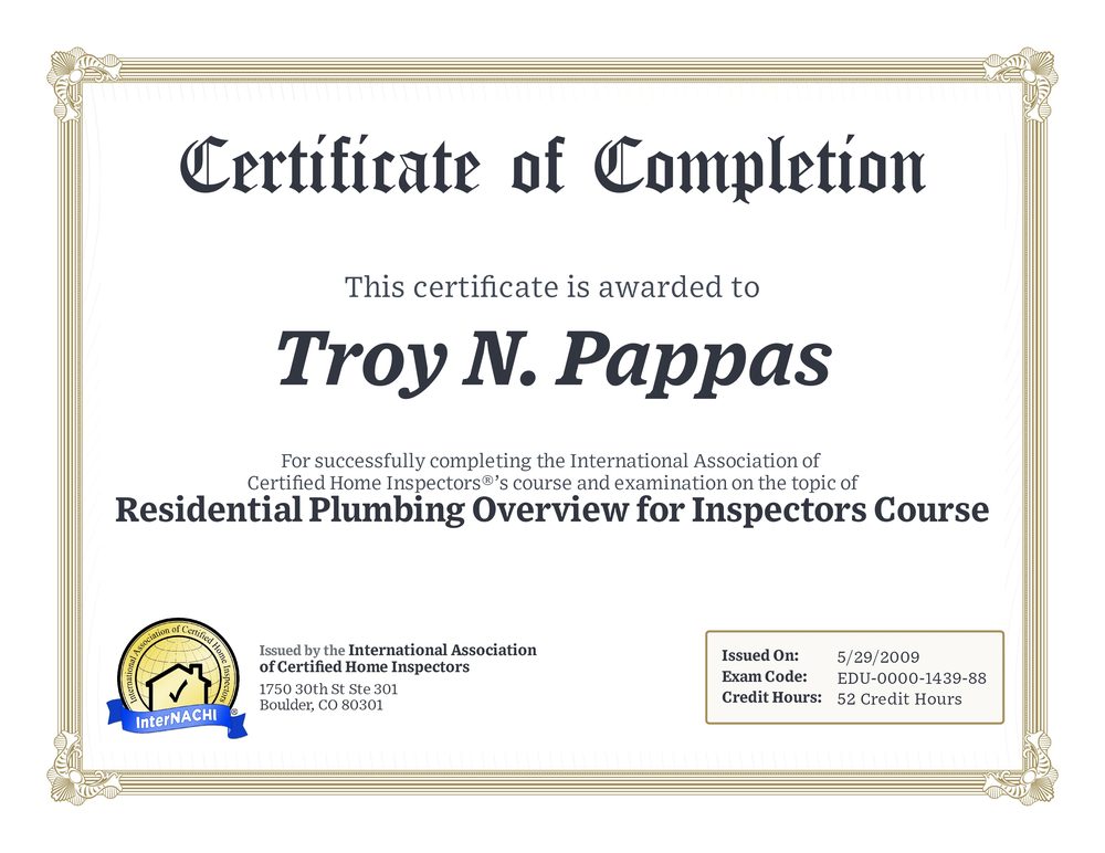 Residential Plumbing Inspections